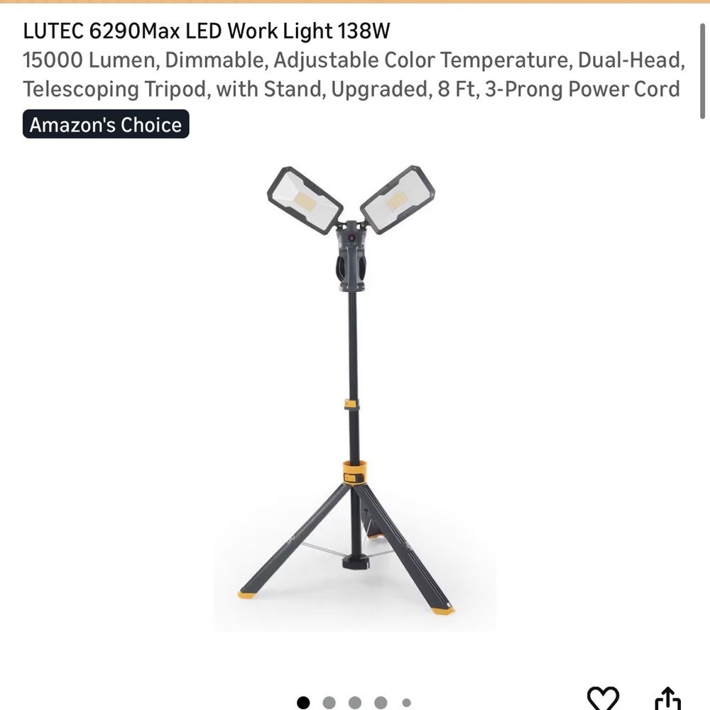 LED Work Light with Adjustable Tripod - Black and Yellow